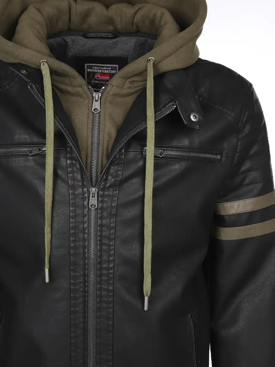 Bild 4 von Herren Bikerjacke 2in1 mit Kapuze Schwarz