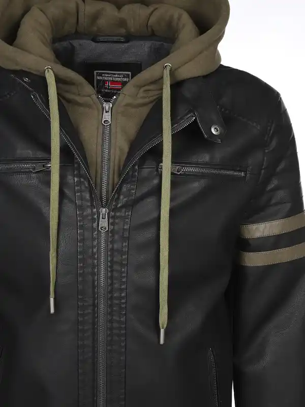 Bild 4 von Herren Bikerjacke 2in1 mit Kapuze Schwarz