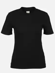 Damen T-Shirt in Ottomanripp Schwarz