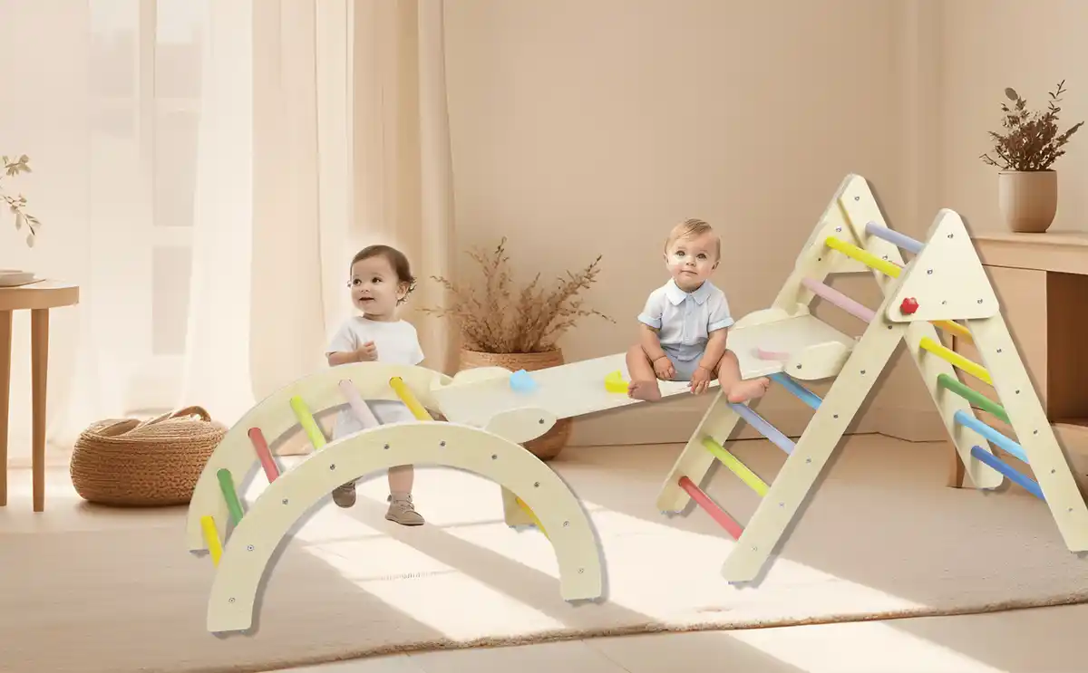 Bild 2 von 3-in-1 zusammenklappbares Regenbogen-Kletterset