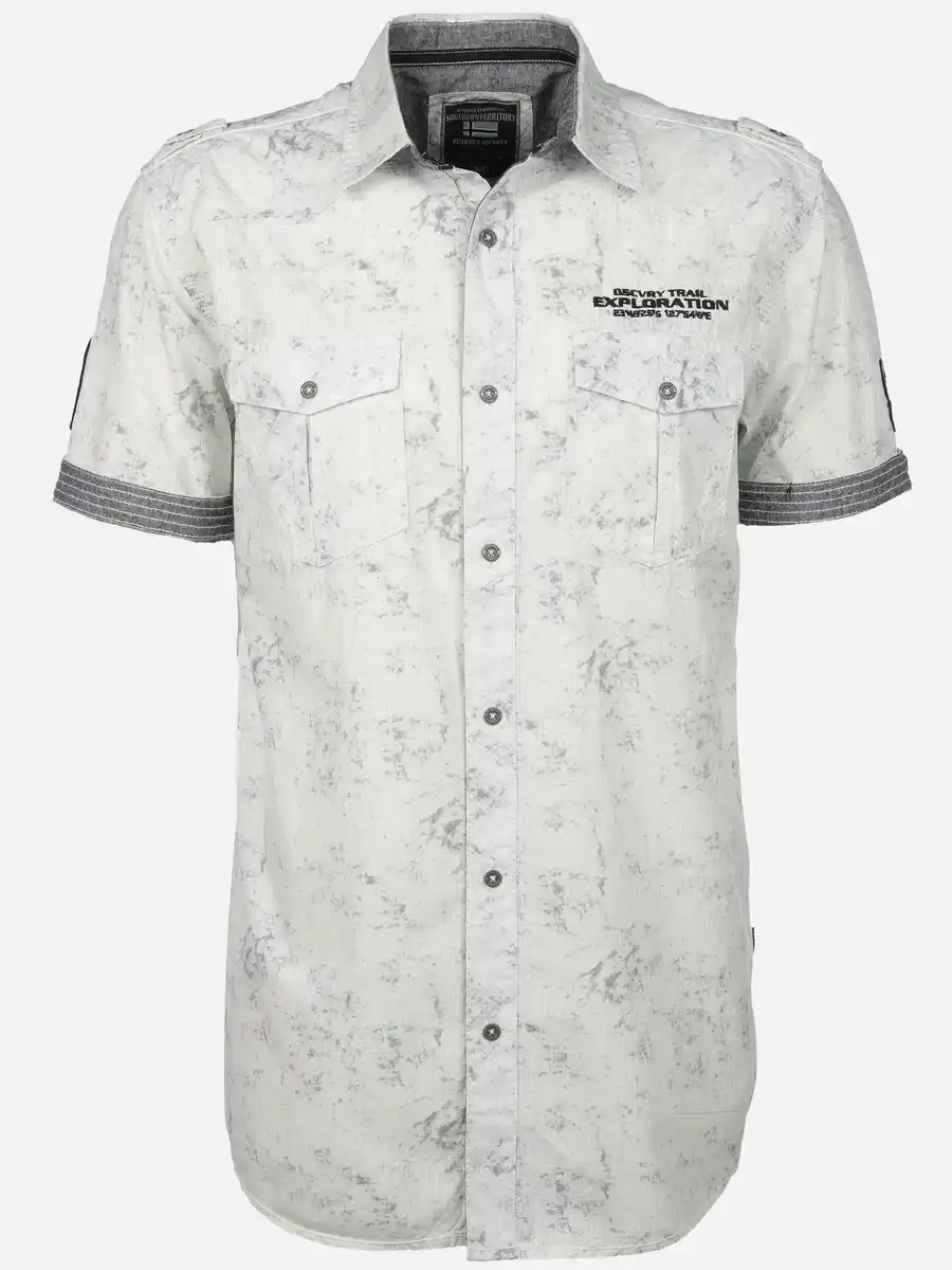 Bild 1 von Herren Freizeithemd mit Brusttaschen in Oilwash-Optik Weiß