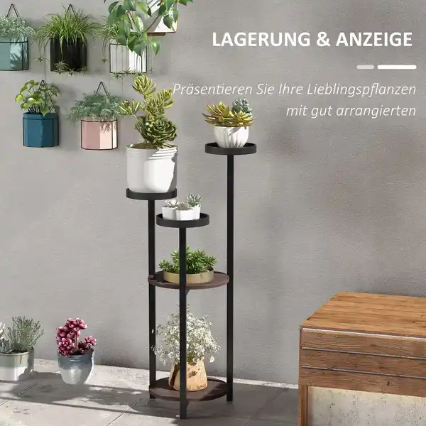 Bild 4 von Pflanzenständer aus Holz Blumenregal mit 5 Ebenen, Pflanzenregal, Braun