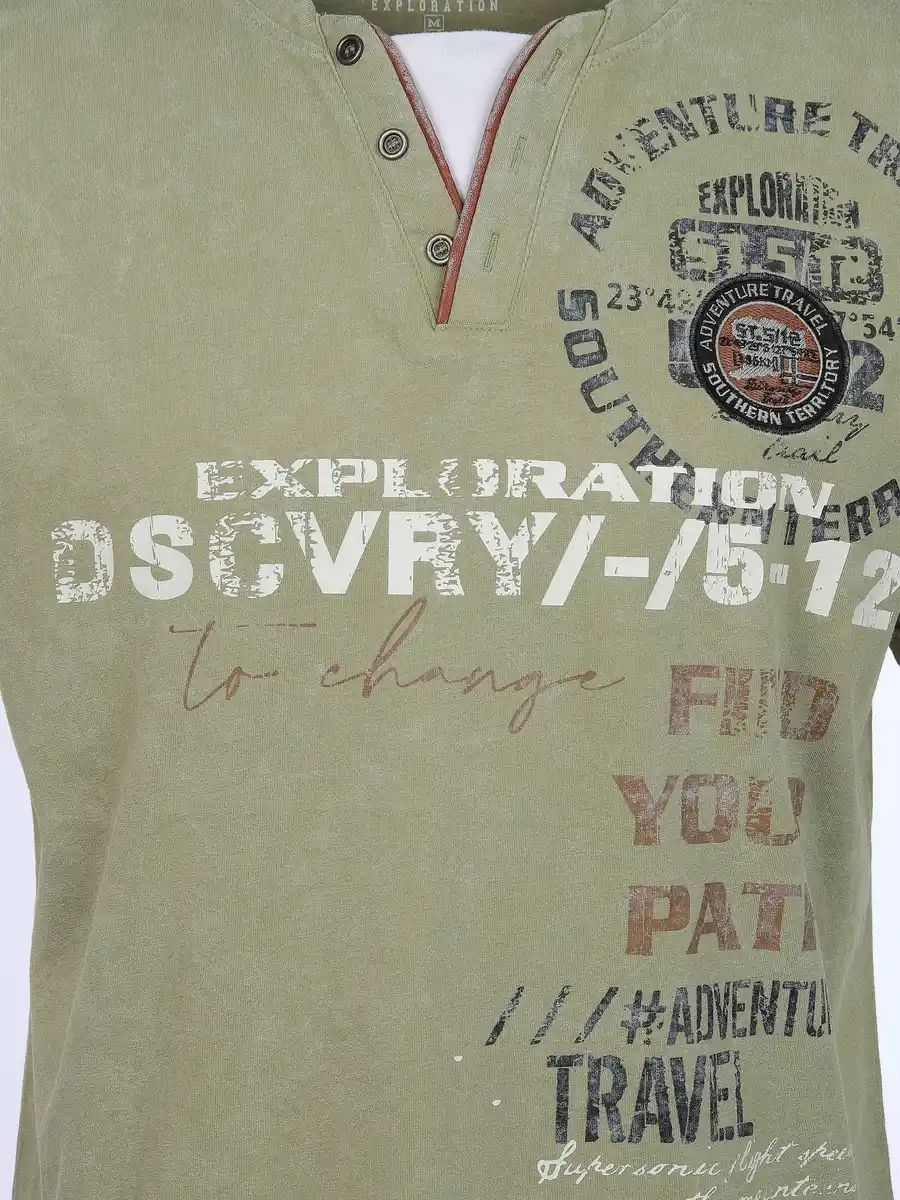 Bild 3 von Herren Henleyshirt mit Front-und Backprint Oliv