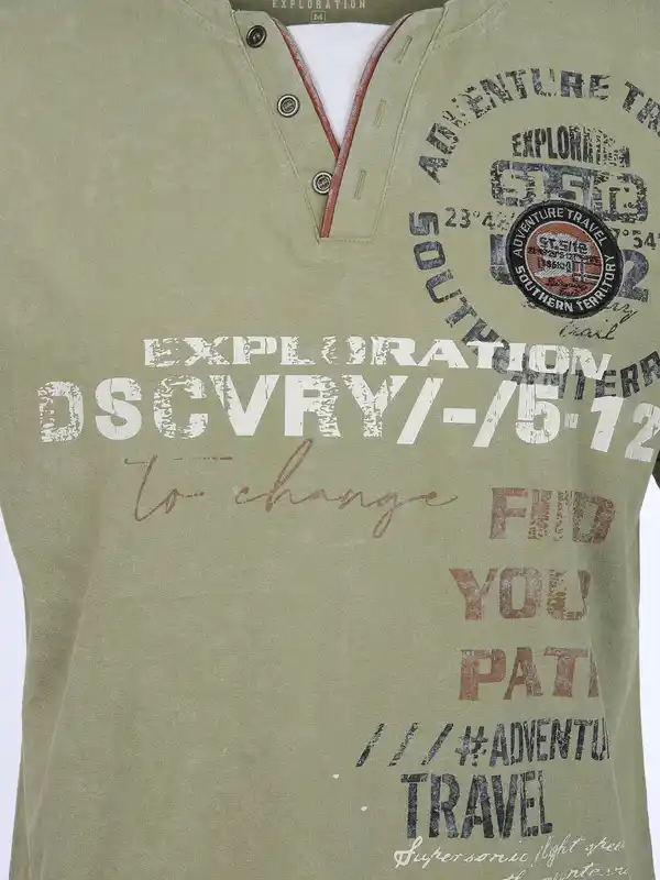 Bild 3 von Herren Henleyshirt mit Front-und Backprint Oliv