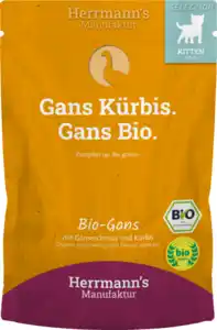 Herrmann's Manufaktur Katzennassfutter Selection Kitten Bio Kittennahrung Gans, 100 g