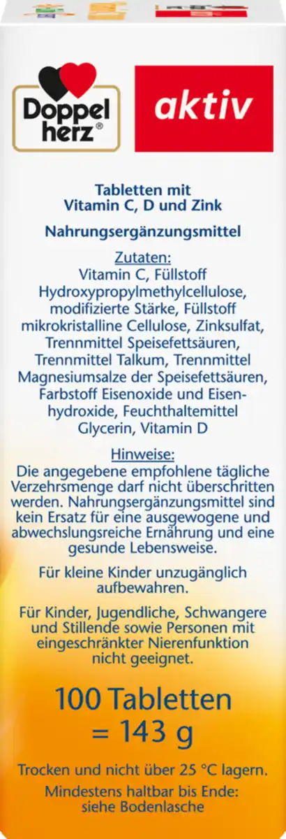 Bild 2 von Doppelherz Großpackung Doppelherz Vitamin C 1000 + D3 + Zink Depot, 143 g
