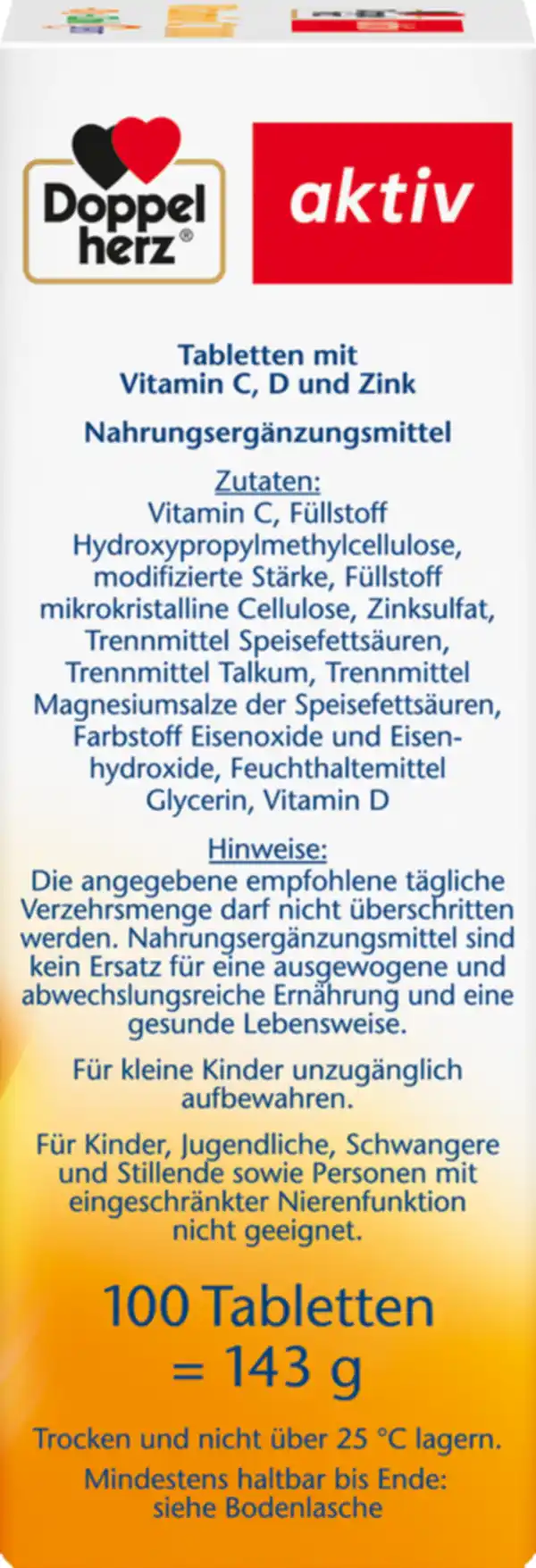 Bild 2 von Doppelherz Großpackung Doppelherz Vitamin C 1000 + D3 + Zink Depot, 143 g