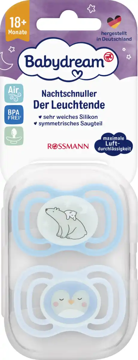Bild 1 von Babydream Nachtschnuller "Der Leuchtende" Bär/Pinguin 18+ M