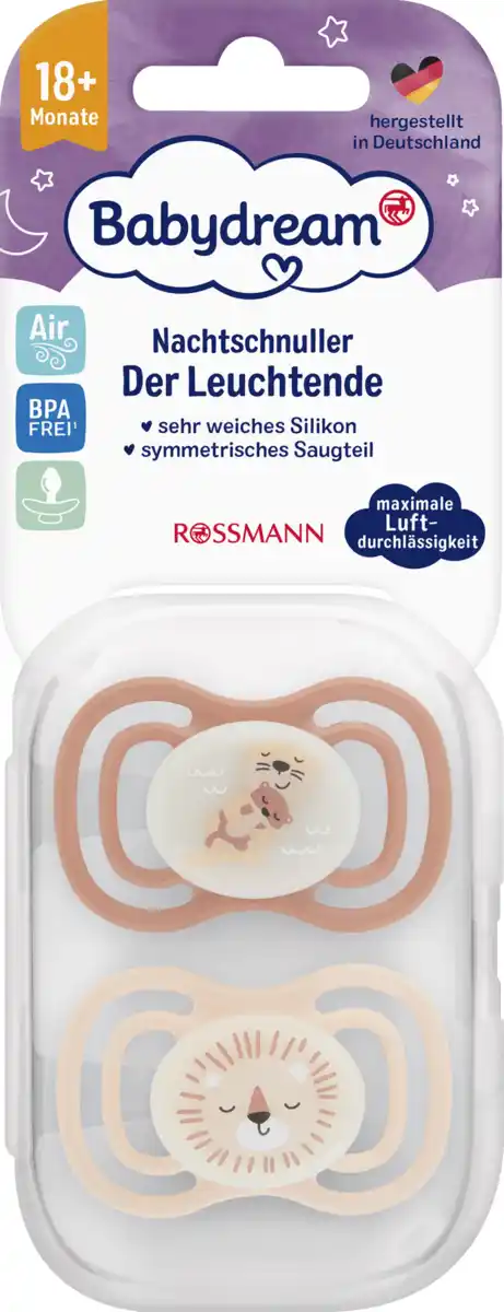 Bild 1 von Babydream Nachtschnuller "Der Leuchtende" Otter/Löwe 18+ M