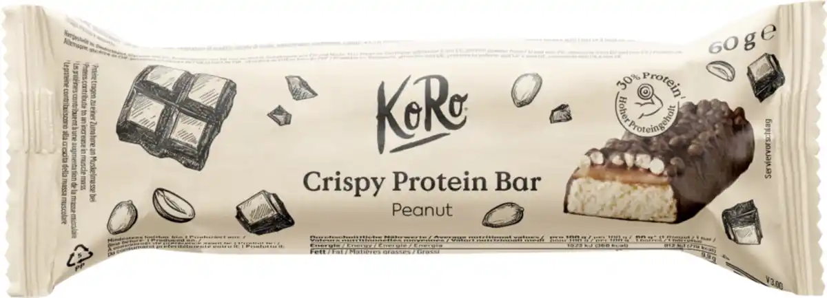 Bild 1 von KoRo Crispy Protein Bar Peanut, 60 g