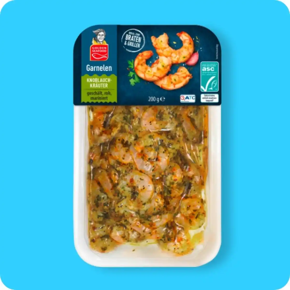 Bild 1 von GOLDEN SEAFOOD Marinierte Garnelen, Knoblauch-Kräuter oder Knoblauch-Chili