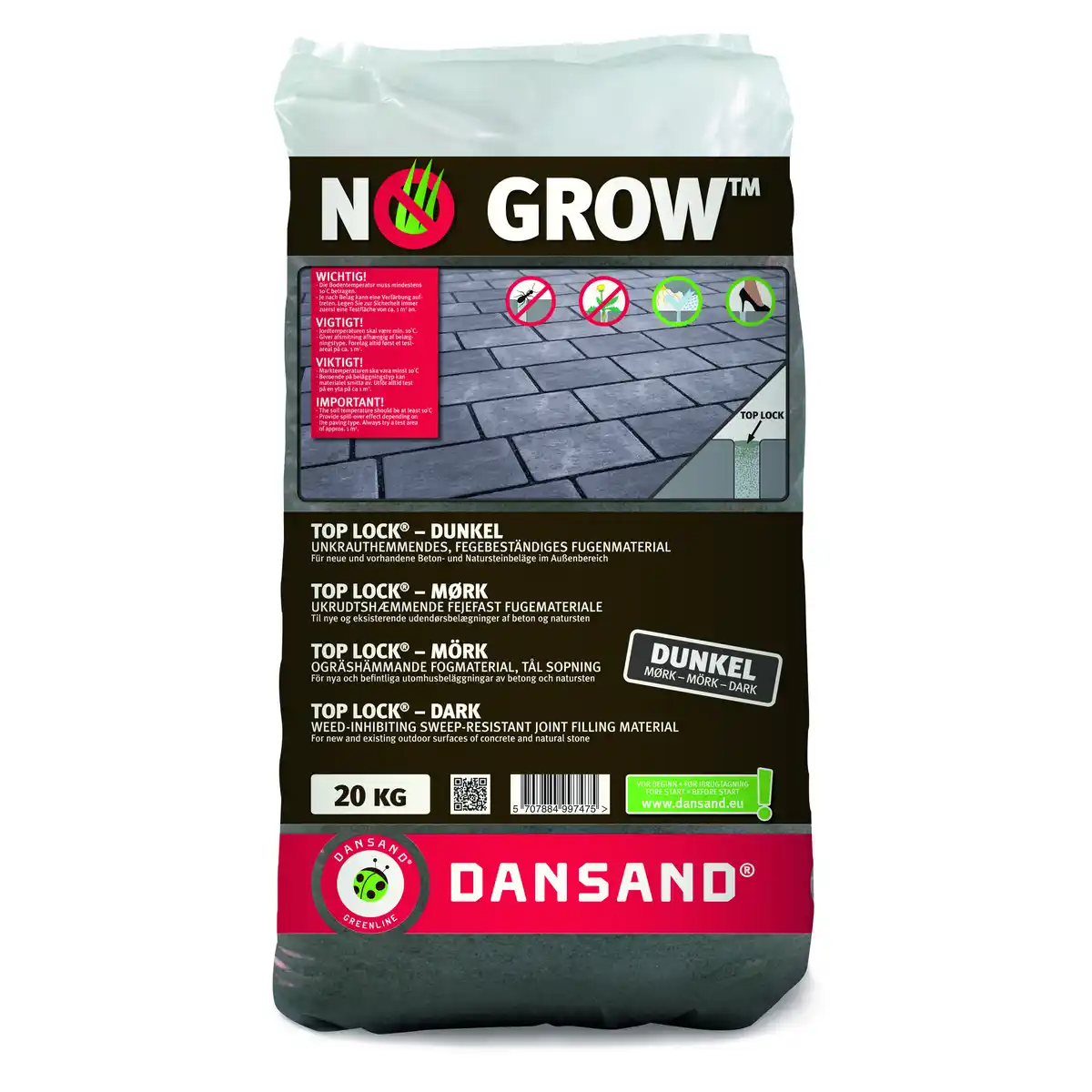 Bild 1 von Dansand Fugenmaterial 'No Grow Top Lock' anthrazit 0-1 mm 20 kg