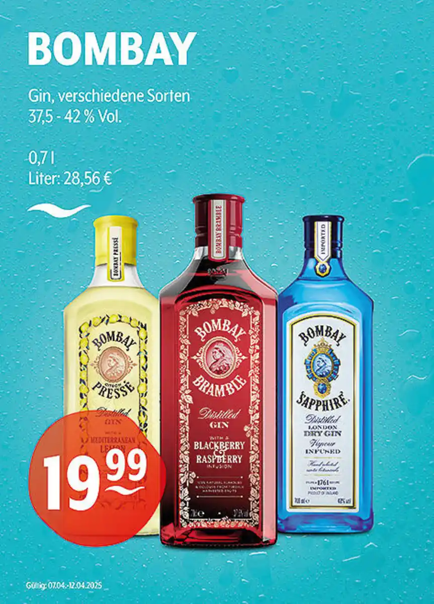 Bild 1 von BOMBAY Gin verschiedene Sorten 37,5 - 42 % Vol.