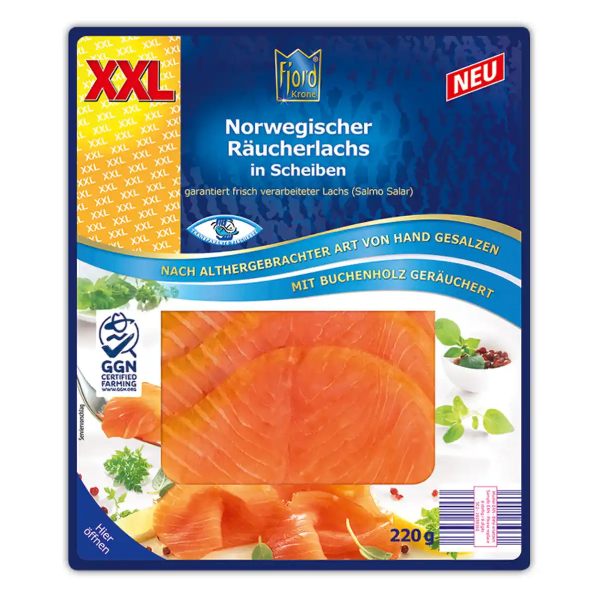 Bild 1 von Fjordkrone Norwegischer Räucherlachs XXL