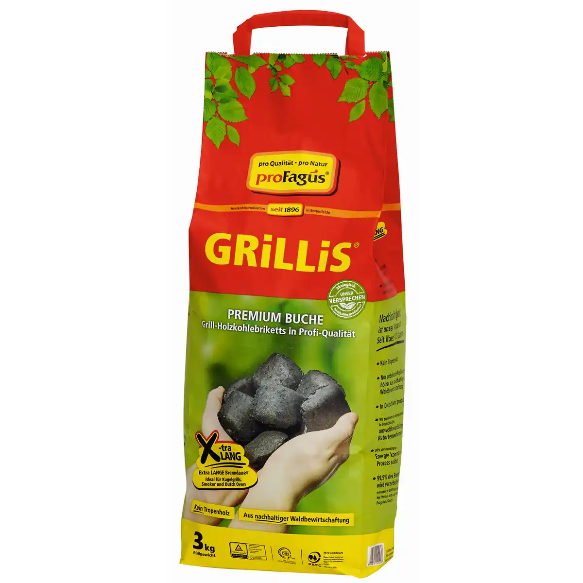 Bild 1 von ProFagus Buchen-Grillholzkohlebriketts "Grillis" 3 kg