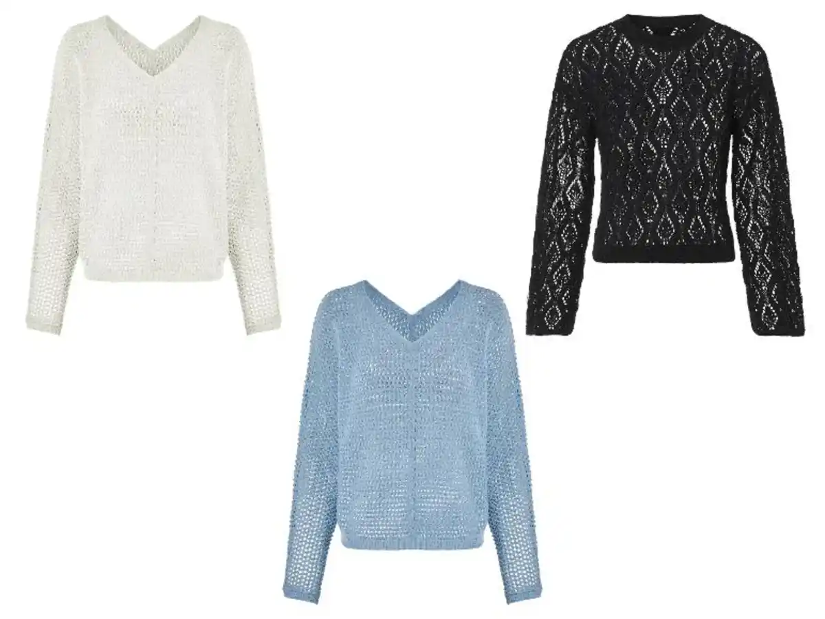 Bild 1 von esmara® Damen Pullover, in modischem Lochstrickmuster