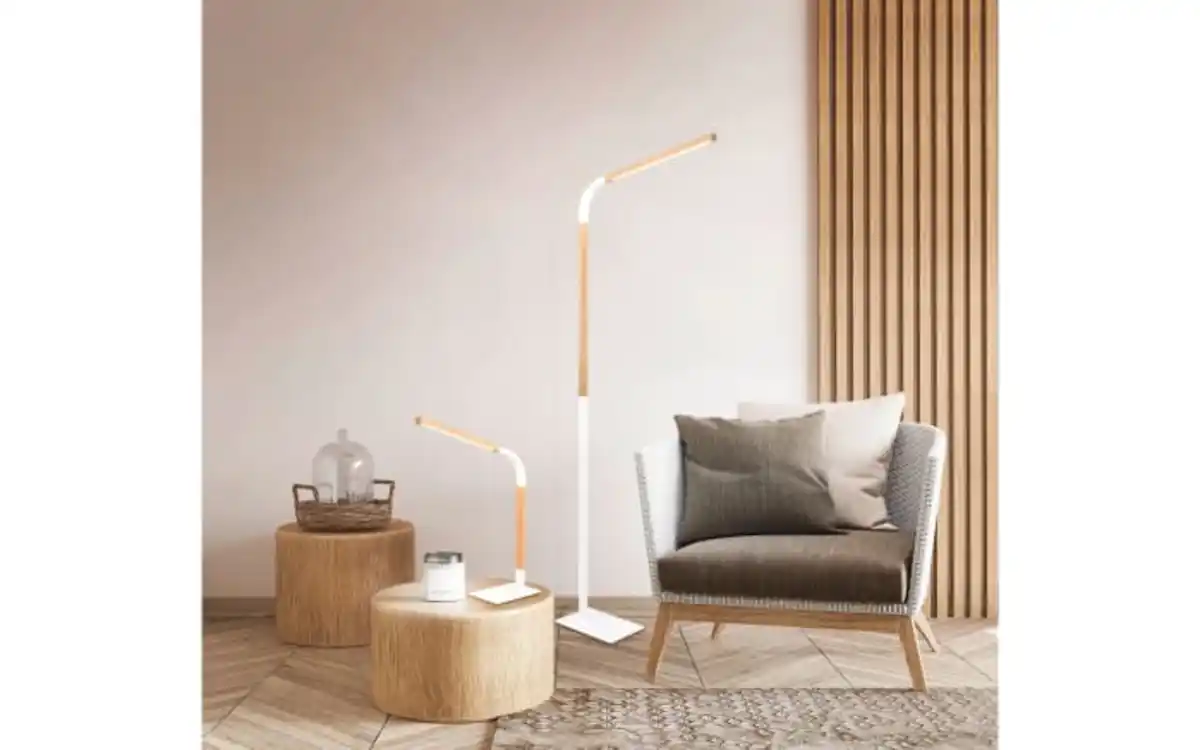 Bild 2 von LED-Standleuchte Norris, weiß/holz, inkl. Switch Dimmer