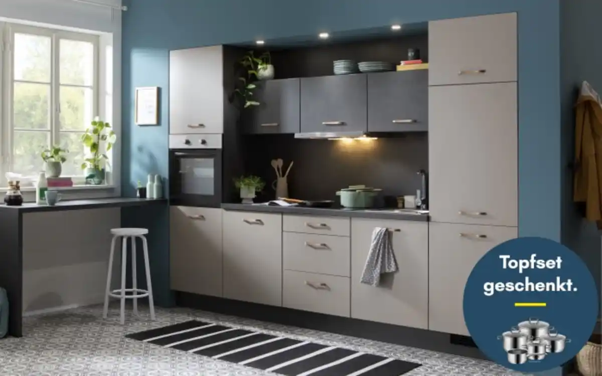 Bild 1 von Impuls - Einbauküche IP 1200, cappuccino/lavagrau, inkl. Siemens Elektrogeräte