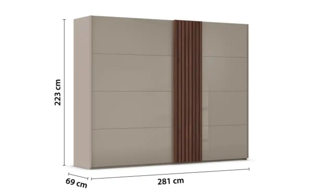 Bild 4 von Schwebetürenschrank Tegio-F, fango/Nussbaum