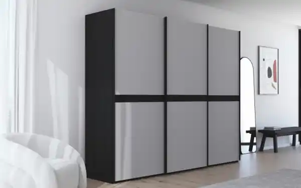 Bild 2 von Schwebetürenschrank Ajana, grau/schwarz, 271 x 223 cm