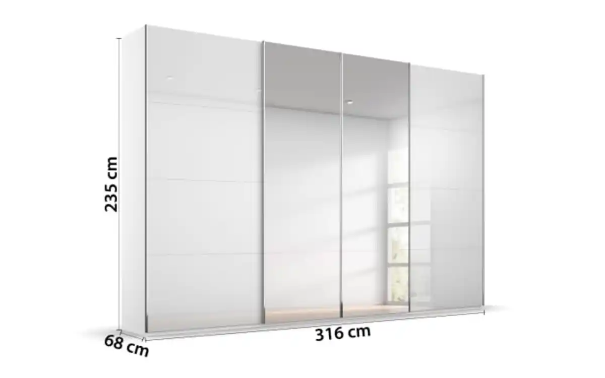 Bild 3 von Synchron-Schwebetürenschrank Saligo, weiß, 316 x 235 cm