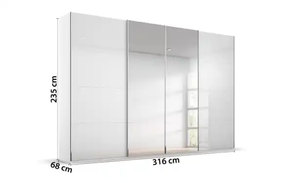 Bild 3 von Synchron-Schwebetürenschrank Saligo, weiß, 316 x 235 cm