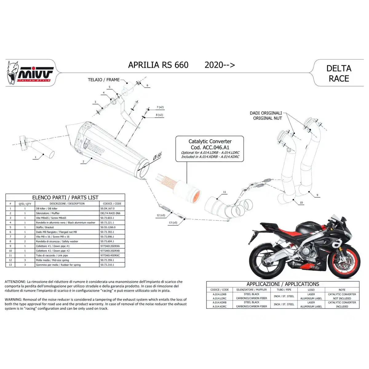 Bild 2 von MIVV Delta Race Auspuff 2-1 A.014.KDRB schwarz für RS/Tuono 660