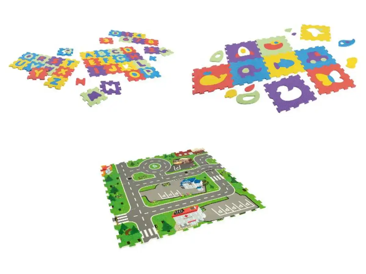 Bild 1 von Playtive Puzzlematten Zahlen und Buchstaben / Puzzlematten Tiere und Fahrzeuge / Puzzlematten Stadt