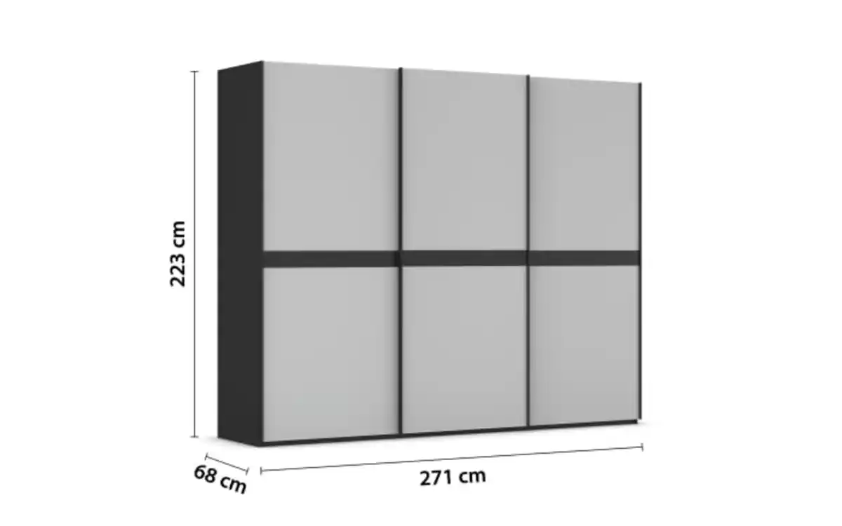 Bild 3 von Schwebetürenschrank Ajana, grau/schwarz, 271 x 223 cm