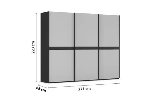 Bild 3 von Schwebetürenschrank Ajana, grau/schwarz, 271 x 223 cm