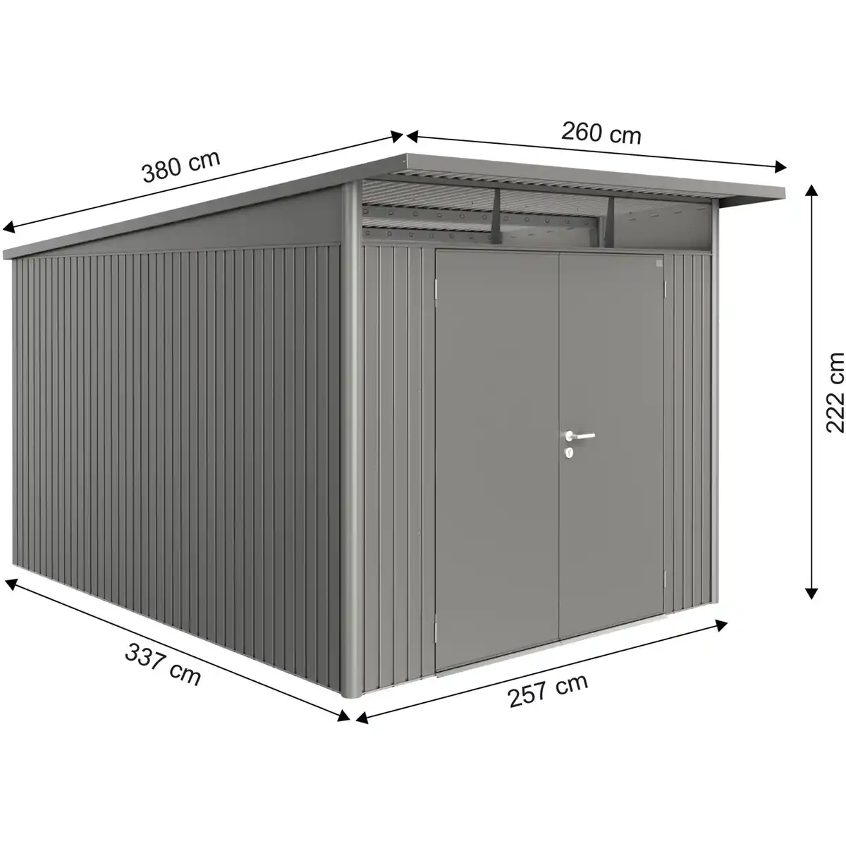 Bild 2 von Biohort Metall-Gerätehaus AvantGarde Gr. A8 quarzgrau-metallic Doppeltür