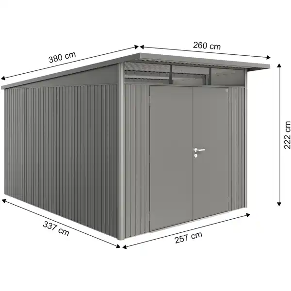 Bild 2 von Biohort Metall-Gerätehaus AvantGarde Gr. A8 quarzgrau-metallic Doppeltür