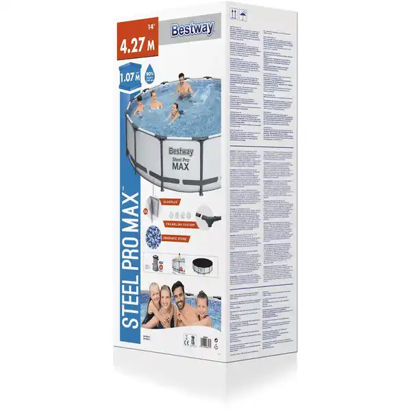 Bild 4 von Bestway Stahlrahmen-Pool Set Steel Pro Max Frame Ø 427 x 107 cm Rund Lichtgrau