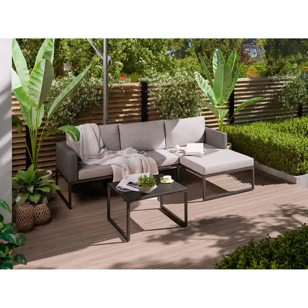 Bild 2 von Lounge-Set mit Esstisch Minburra 3-teilig aus Aluminium Grau