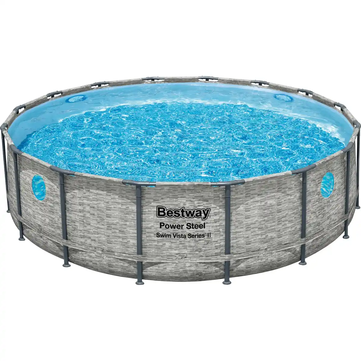 Bild 1 von Bestway Stahlrahmenpool Set Power Steel Swim Vista Ø 488 cm x 122 cm Rund Grau