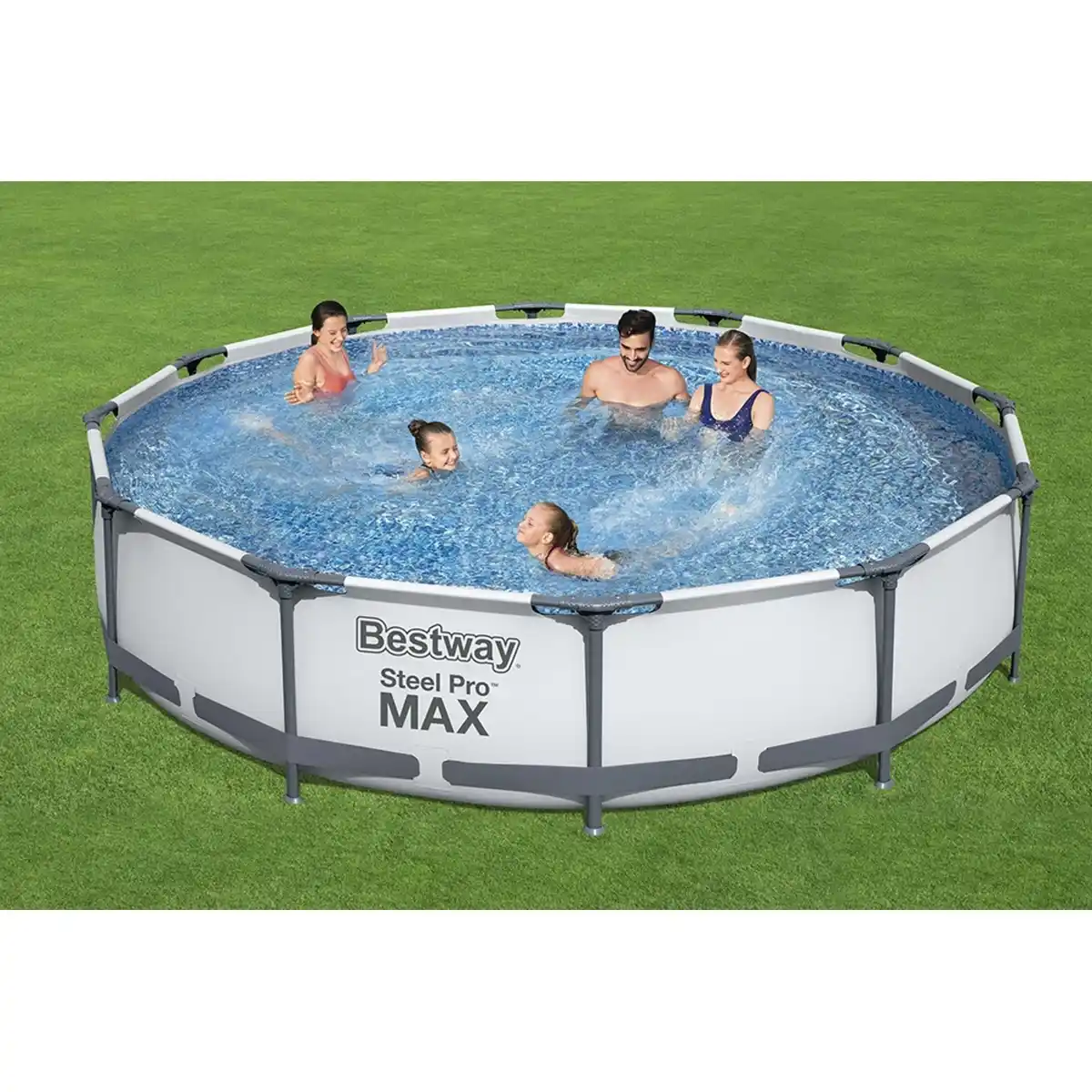 Bild 2 von Bestway Stahlrahmen-Pool Set Steel Pro Max Frame Ø 366 x 76 cm Rund Lichtgrau