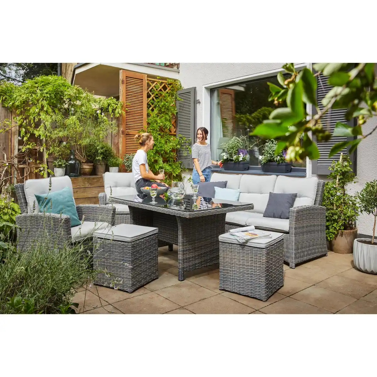 Bild 3 von Lounge-Set mit Esstisch Vermont 5-teilig Polyrattan Links Wave Cliff