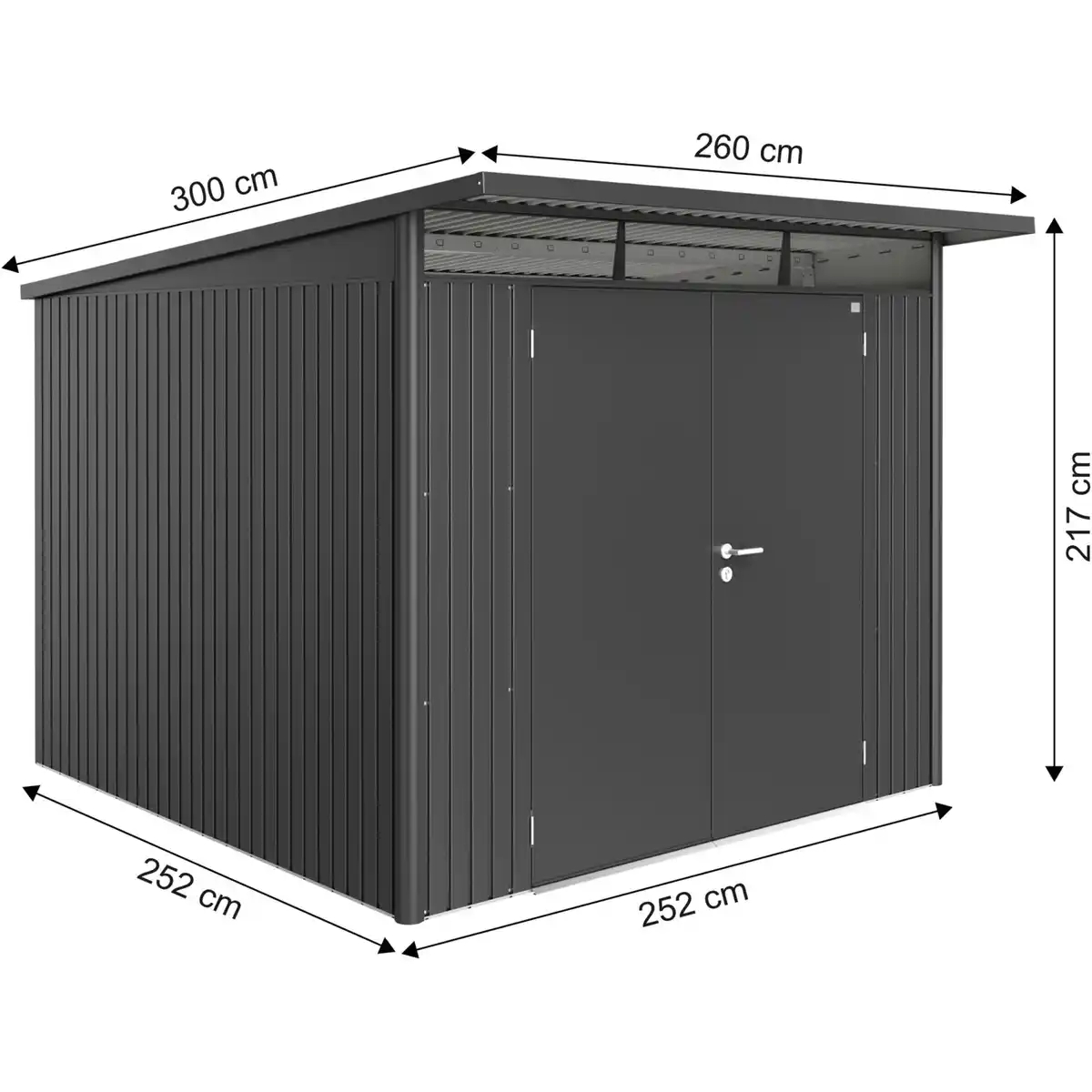 Bild 2 von Biohort Metall-Gerätehaus AvantGarde Gr. A7 dunkelgrau-metallic Doppeltür