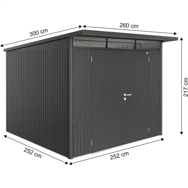 Bild 2 von Biohort Metall-Gerätehaus AvantGarde Gr. A7 dunkelgrau-metallic Doppeltür