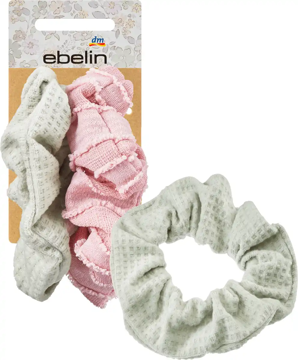 Bild 1 von ebelin Scrunchies mit Struktur rosa, mint
