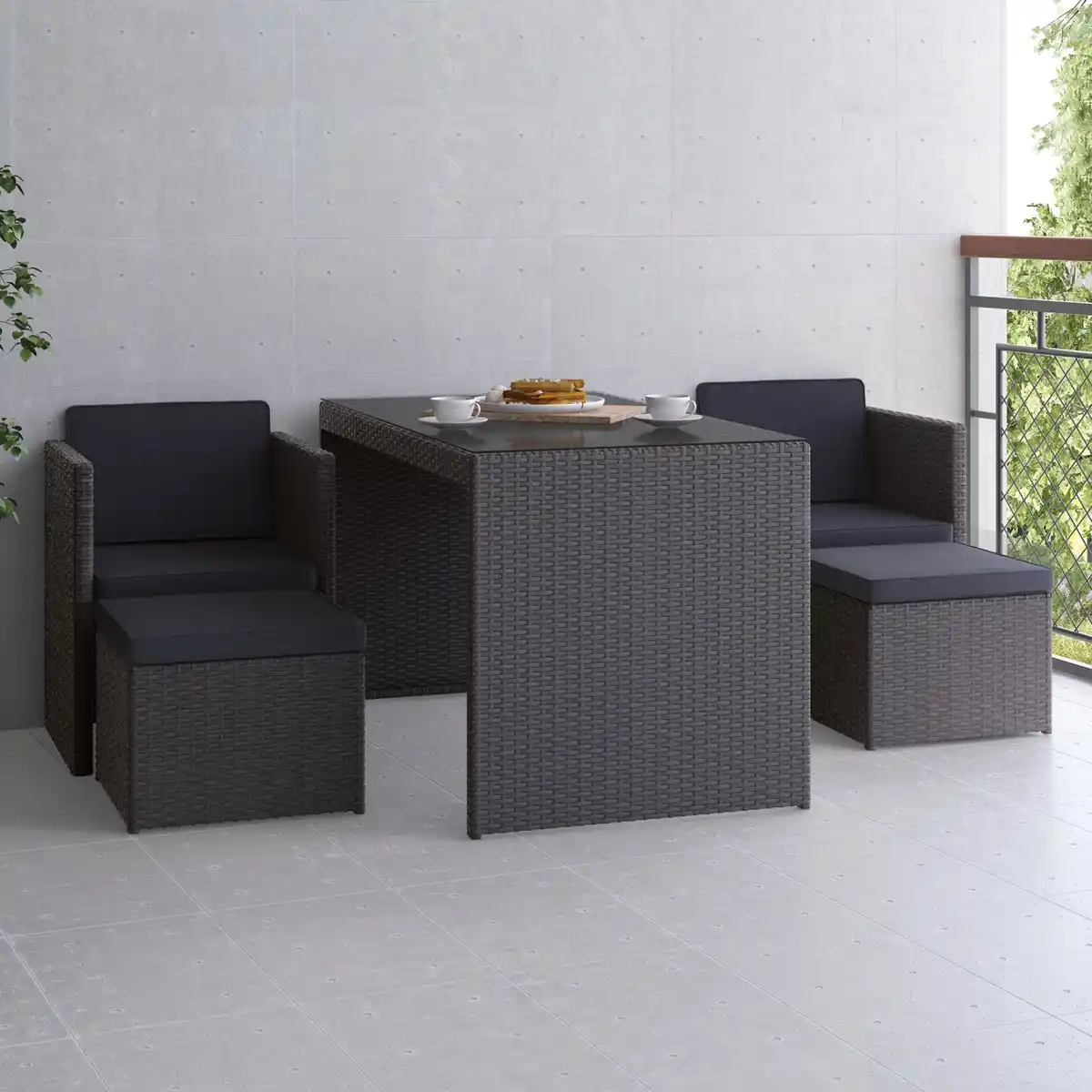 Bild 2 von Balkonmöbel-Set Hazelton 5-teilig Polyrattan Grau