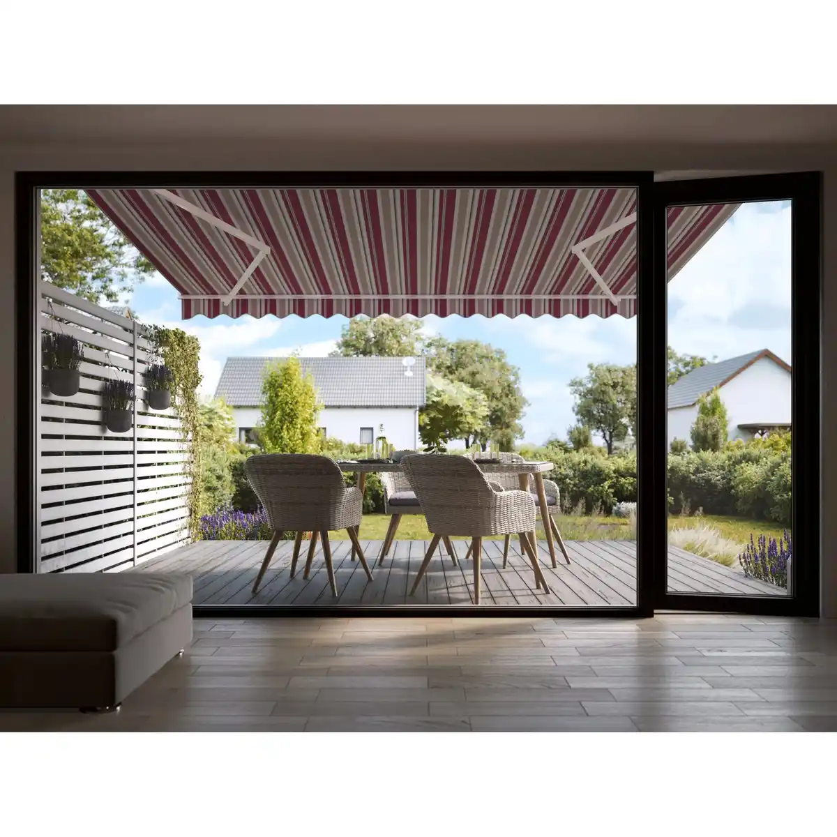 Bild 4 von Gelenkarmmarkise Aventura 4x2,5m Bordeaux-Beige-Weiß