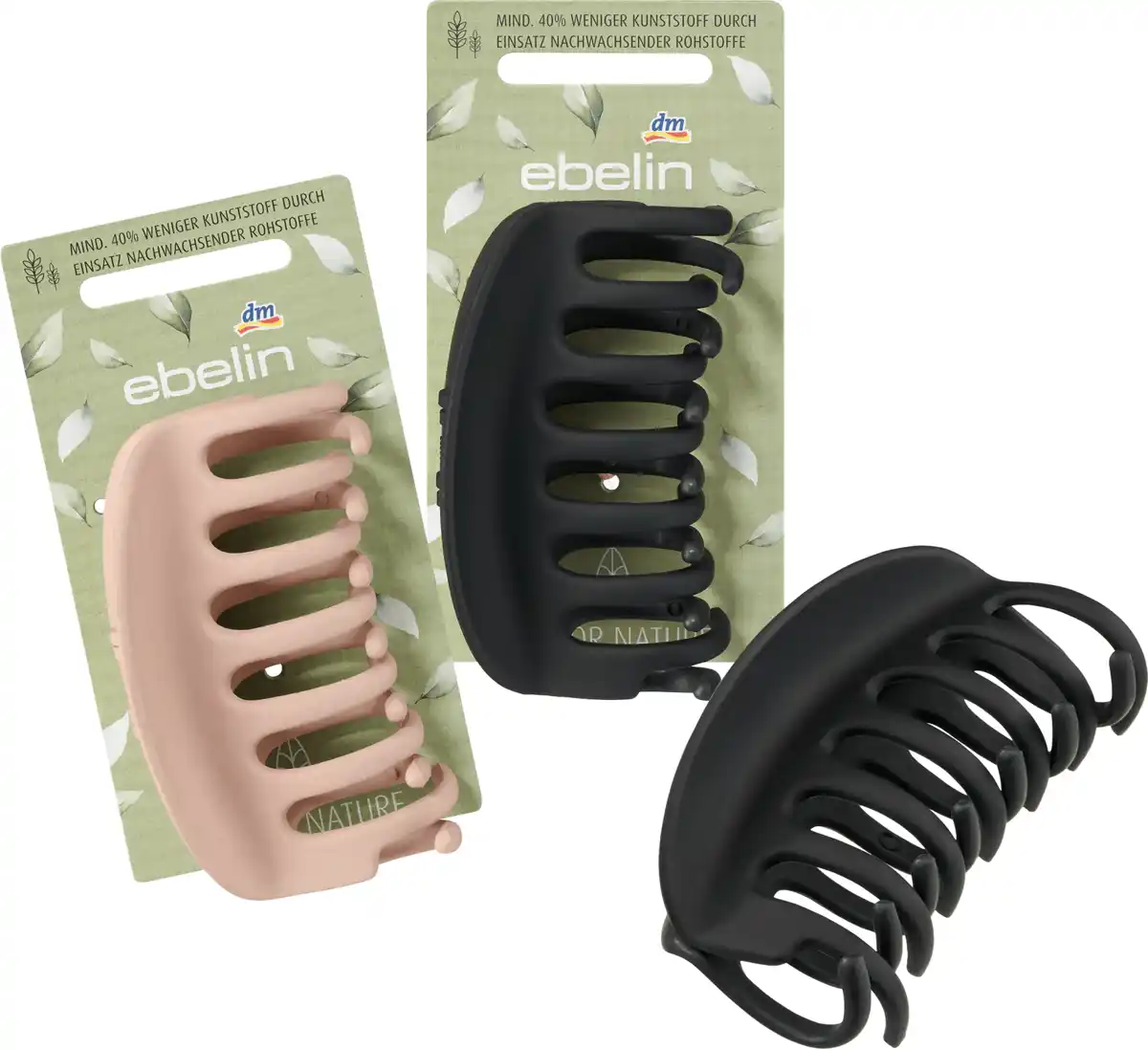 Bild 1 von ebelin Haarklammer recycelt groß schwarz / rosa