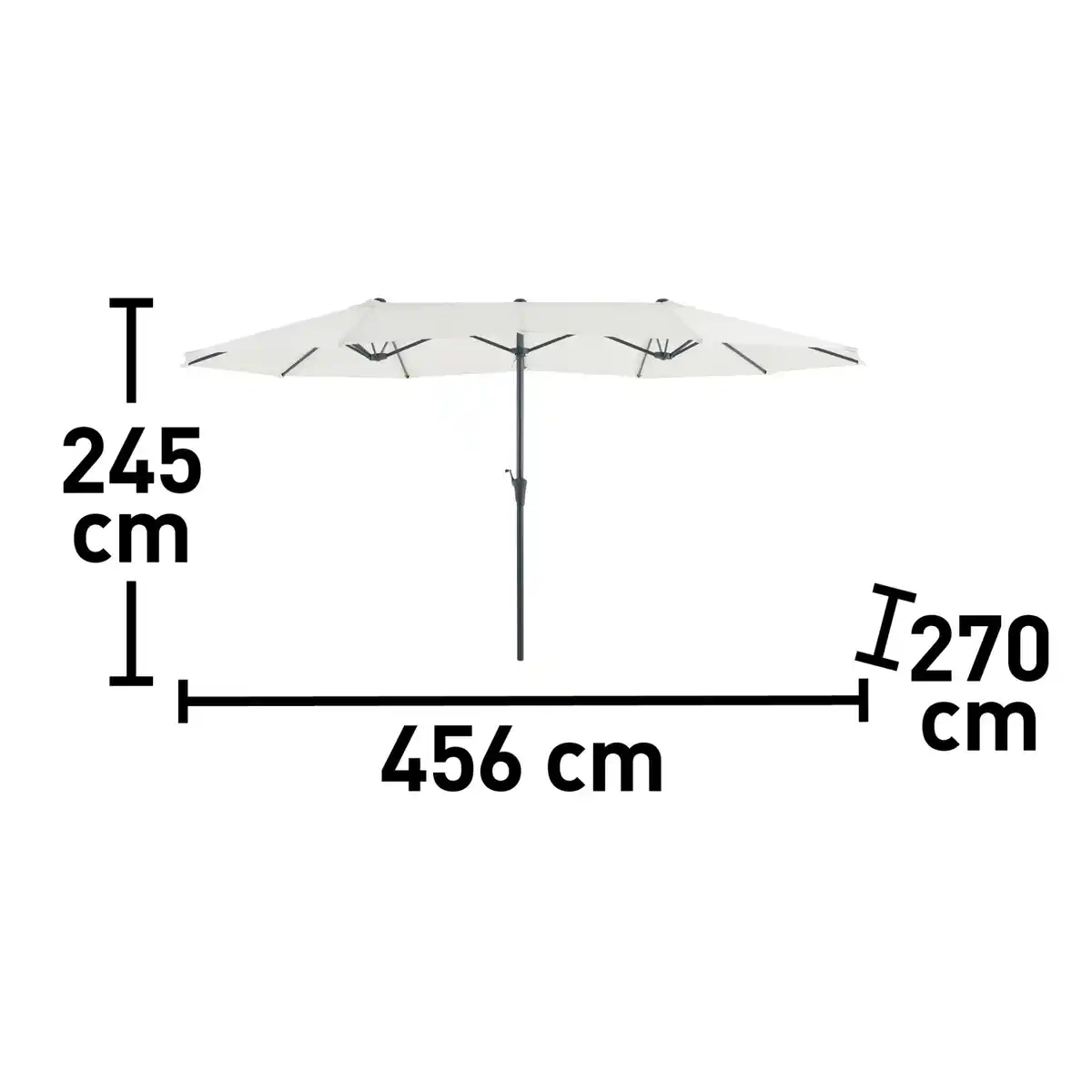Bild 3 von Doppel-Sonnenschirm Cloyna Beige mit Kurbel 456 cm x 270 cm