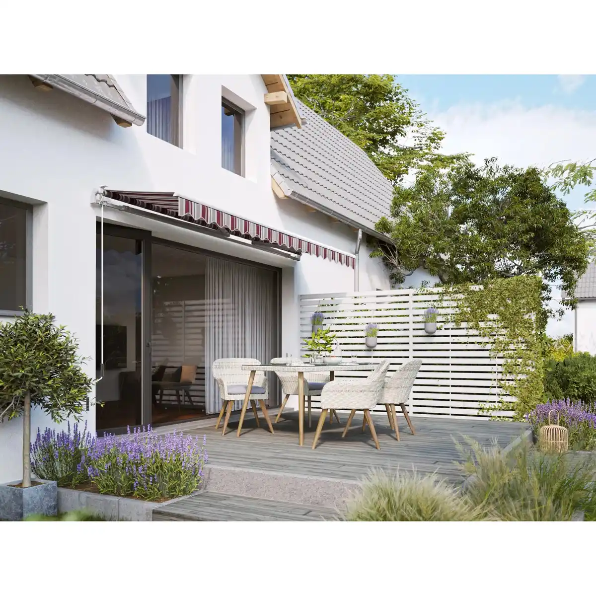 Bild 3 von Gelenkarmmarkise Aventura 4x2,5m Bordeaux-Beige-Weiß