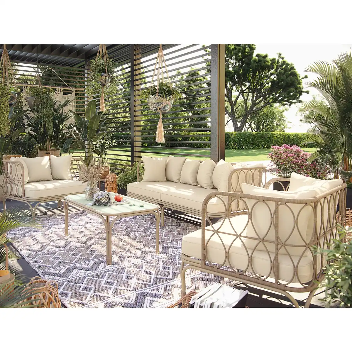 Bild 1 von 2-Sitzer Sofa Hockinson Wicker aus Stahl Natur