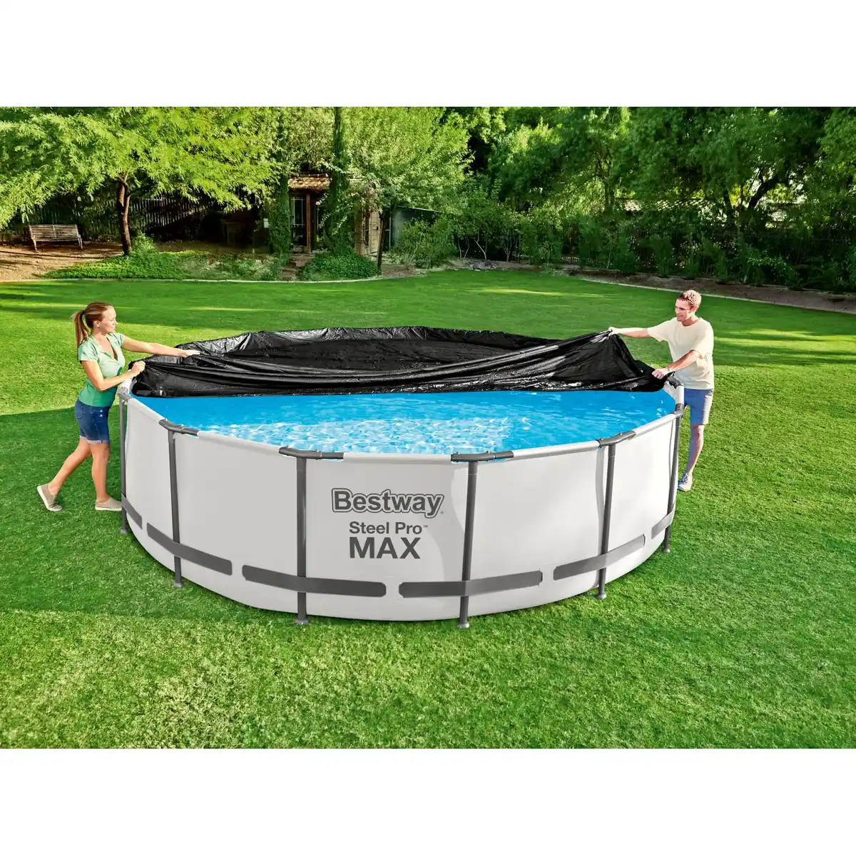 Bild 2 von Bestway Flowclear Poolabdeckung PVC Schwarz Ø 457 cm