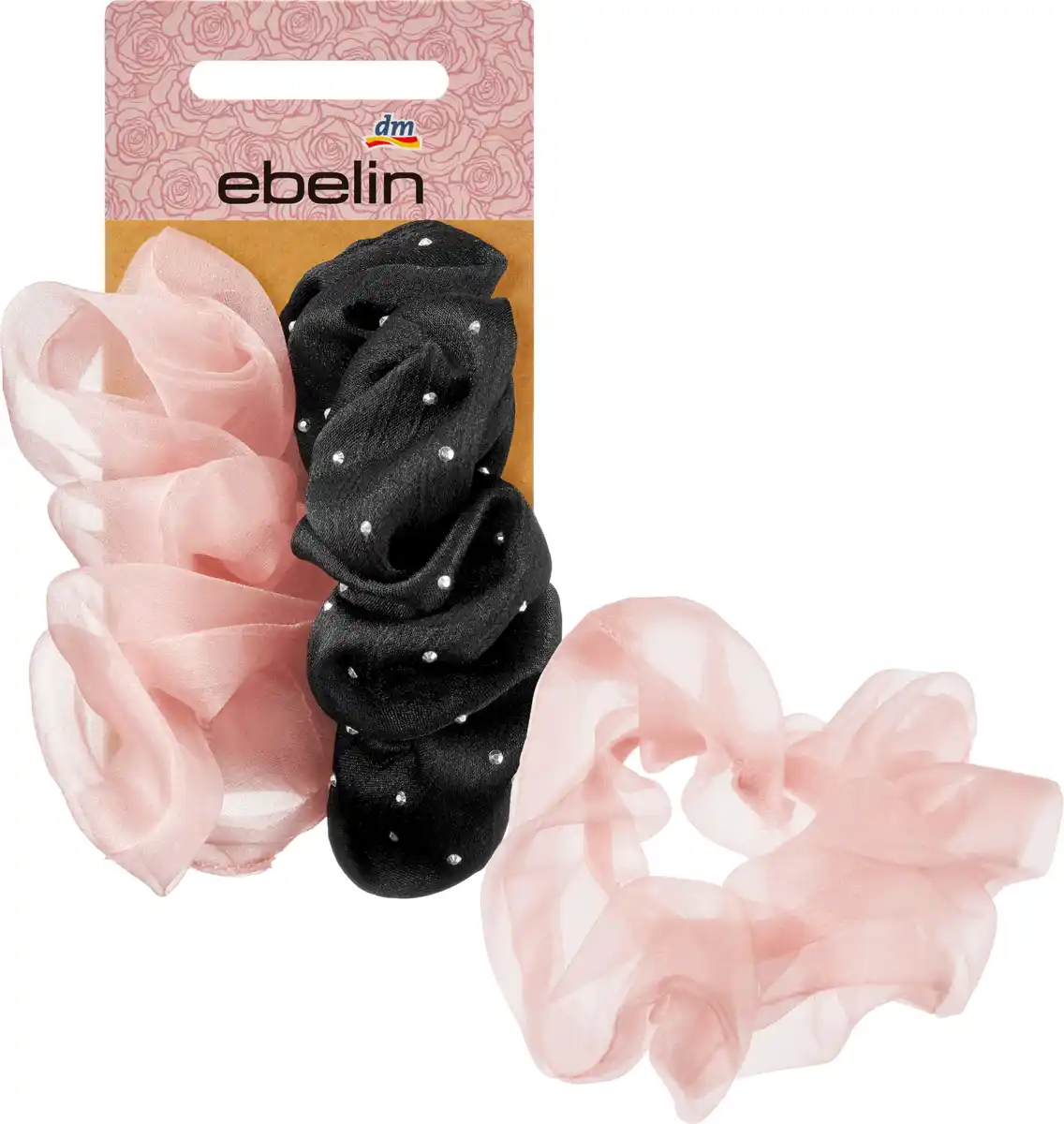 Bild 1 von ebelin Scrunchies Tüll & Satinoptik rosa, schwarz