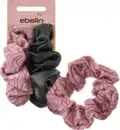 Bild 1 von ebelin Scrunchies Lederoptik/Rosenmotiv schwarz, rosa
