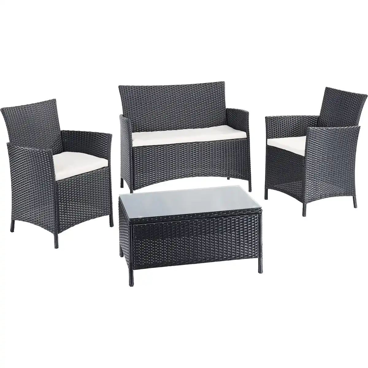 Bild 1 von Gartenmöbel-Set Canera 4-teilig Polyrattan Schwarz